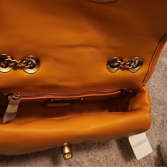 Coach Madison Logo Closure Quilted Pillow Leather Shoulder Bag - Papaya color - Picture 2 of 5